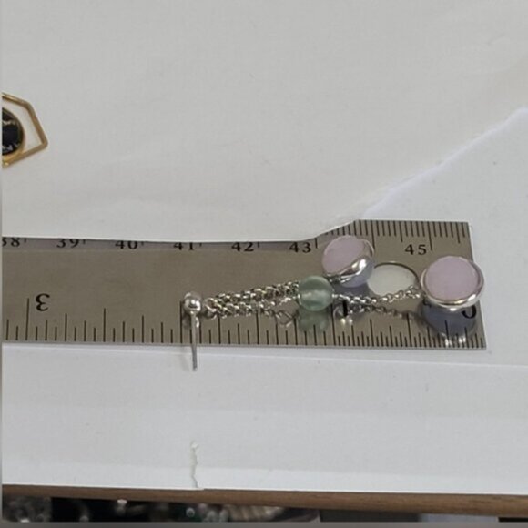 Elegant Blue Pink Green Crystal Sterling Silver Ball Stud Evening Drop Earrings - Picture 5 of 6